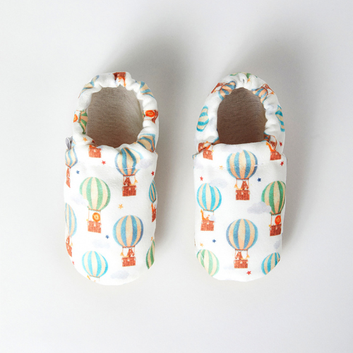 Soft 100% Organic Cotton Baby Slippers - Balloons