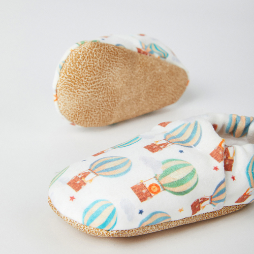 Soft 100% Organic Cotton Baby Slippers - Balloons