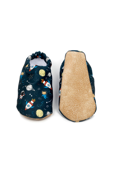 Soft 100% Organic Cotton Baby Slippers - Space